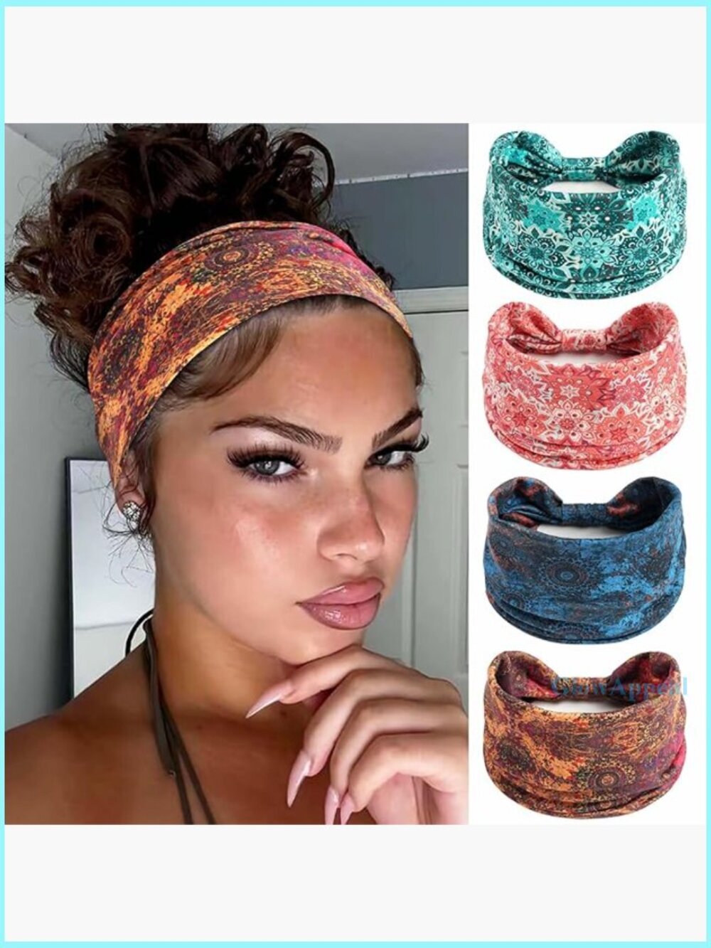 Wide Elastic Headband Non-Slip Turban Hair Wrap Boho Floral Yoga Workout